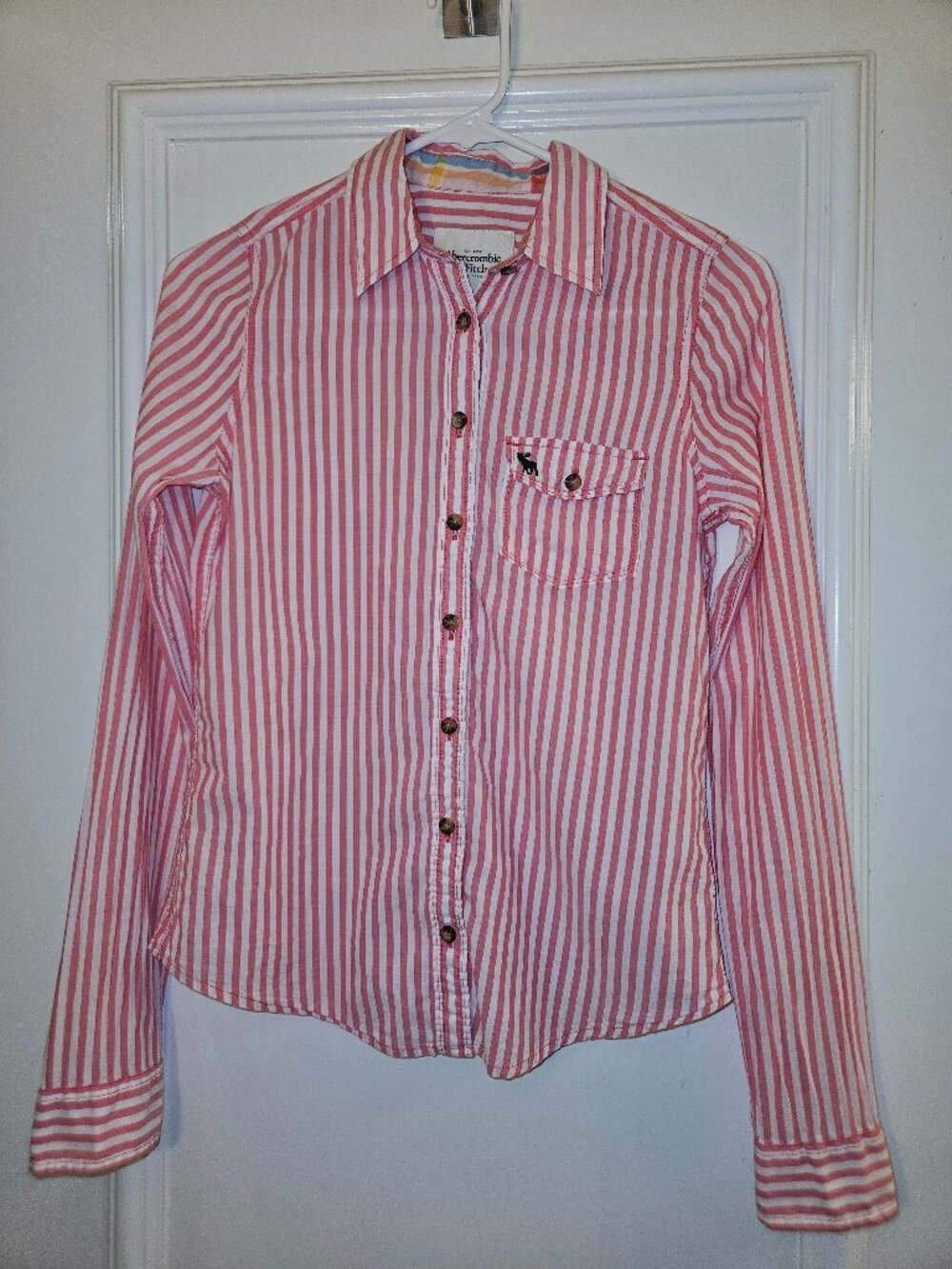 Abercrombie & Fitch Pink White Striped Shirt XS